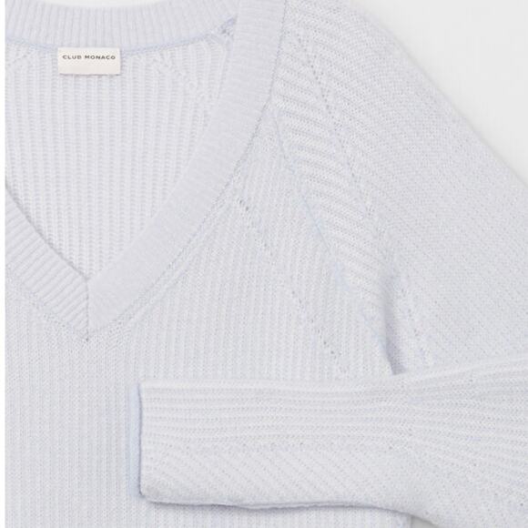 Club Monaco Cashmere Jacquard V-Neck Sweater XS - Picture 5 of 14